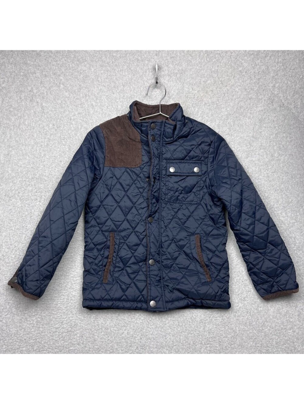 ZARA BOYS Quilted Jacket Coat Blue 9 10 Corduroy Trim Flannel Lined Barn Utility